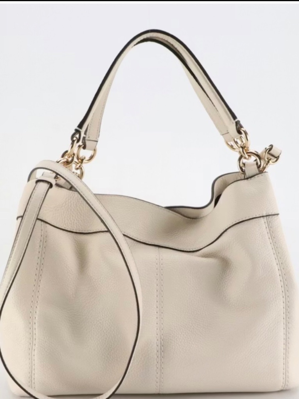 Coach Small Lexy Satchel F23537 in Chalk Pebbled Leather - Picture 2 of 7